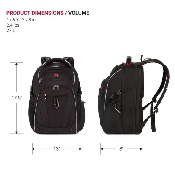 SwissGear Black and Gray Travel Backpack - Picture 5 of 12